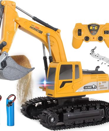 Jiakora Remote Control Excavator RC Digger Truck Construction Vehicles Boys Toys,with Metal Shovel & Light.Boy presents, birthday presents, Christmas presents, New Year presents,