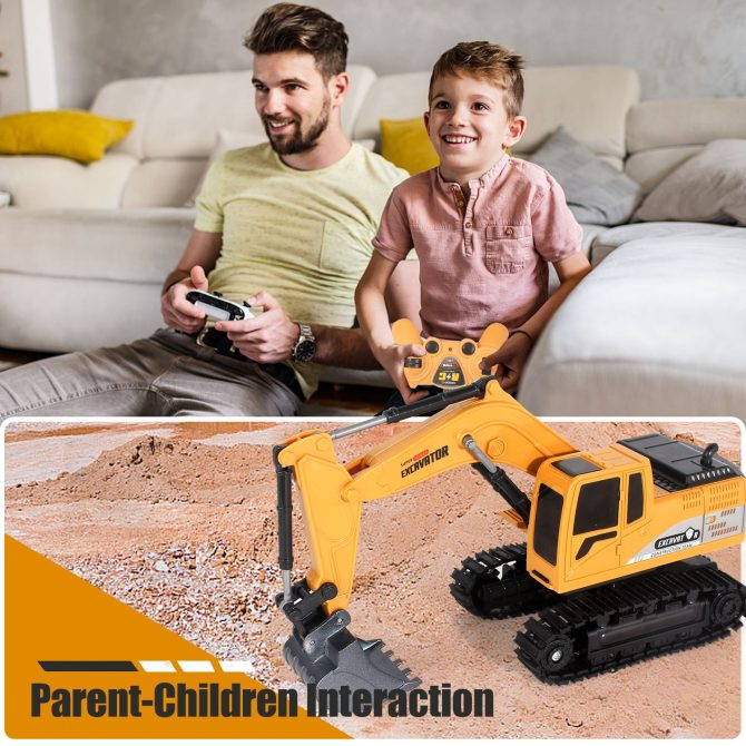 Jiakora Remote Control Excavator RC Digger Truck Construction Vehicles Boys Toys,with Metal Shovel & Light.Boy presents, birthday presents, Christmas presents, New Year presents, - Image 6