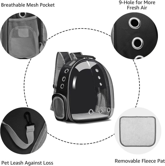 Cat Backpack Carrier Bubble Bag; Small Dog Backpack Carrier for Small Dogs; Space Capsule Pet Carrier Dog Hiking Backpack Airline Approved Travel Carrier - Image 7