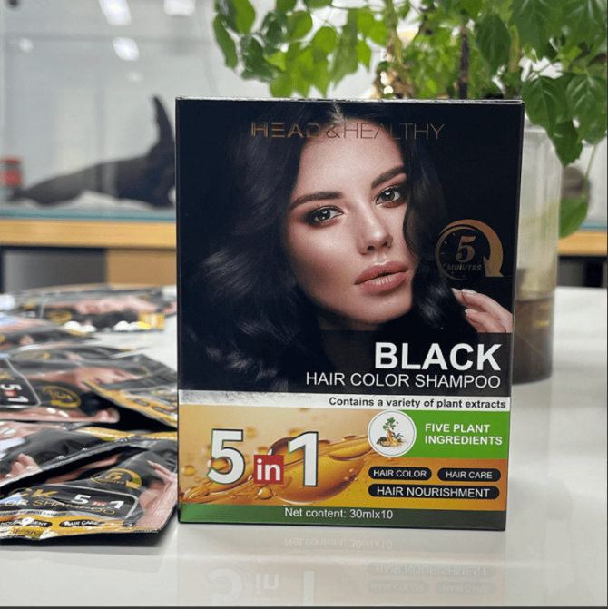 PSA02C  5in1 Black Organic Hair Coloring Cream Natural Black Hair Dye Women/Men High Efficiency Blackening, Covering White Hair, Brightening Gloss, Hair Dyeing and Hair Care Design 30ml*10pc Adding - Image 7