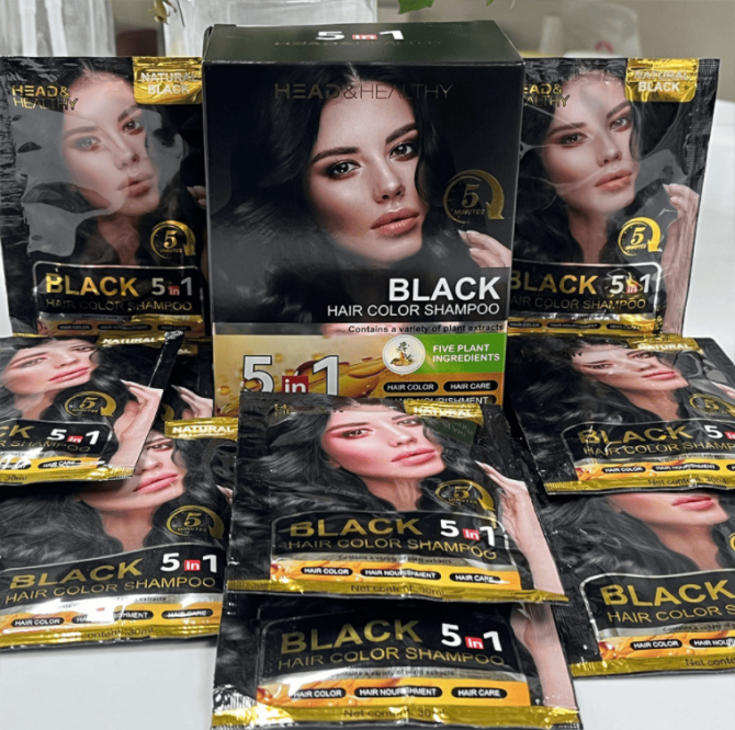 PSA02C  5in1 Black Organic Hair Coloring Cream Natural Black Hair Dye Women/Men High Efficiency Blackening, Covering White Hair, Brightening Gloss, Hair Dyeing and Hair Care Design 30ml*10pc Adding - Image 8