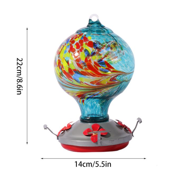 Hummingbird Feeders For Outdoors Hanging; Hand Blown Glass Hummingbird Feeder with Attractive Spiral Pattern For Garden Decor - Image 8