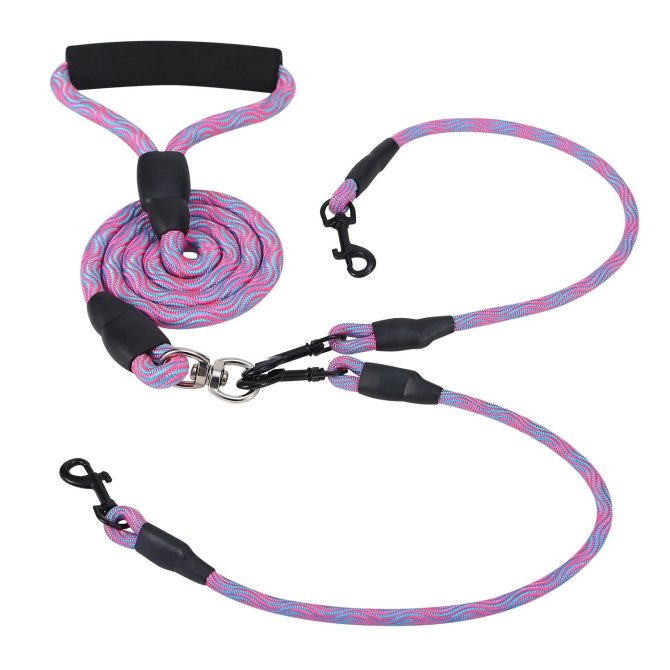 Double Dogs Leash No-Tangle Dogs Lead Reflective Dogs Walking Leash w/ Swivel Coupler Padded Handle - Image 11