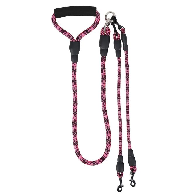 Double Dogs Leash No-Tangle Dogs Lead Reflective Dogs Walking Leash w/ Swivel Coupler Padded Handle - Image 5