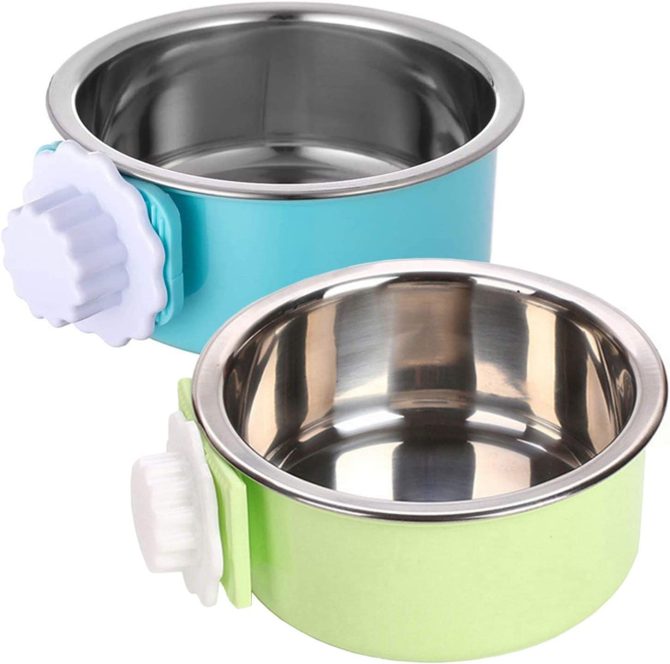 Crate Dog Bowl; Removable Stainless Steel Hanging Pet Cage Bowl Food & Water Feeder Coop Cup for Cat; Puppy; Birds; Rats; Guinea Pigs - Image 10