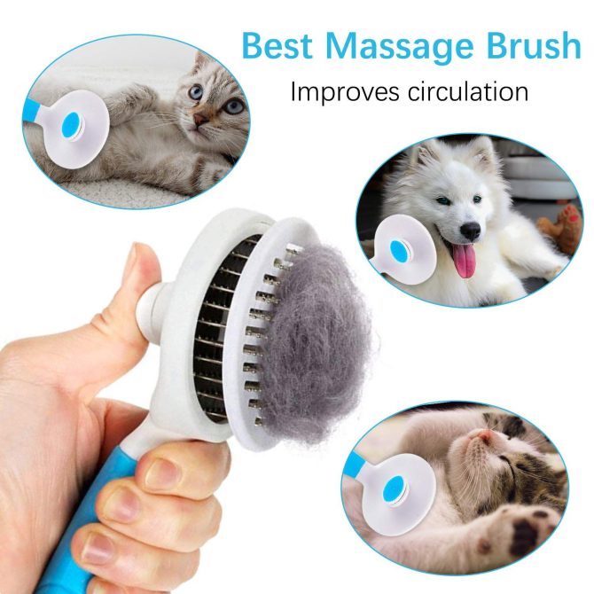 Cat Grooming Brush; Self Cleaning Slicker Brushes for Dogs Cats Pet Grooming Brush Tool Gently Removes Loose Undercoat; pet grooming - Image 2