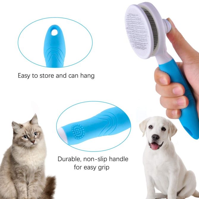 Cat Grooming Brush; Self Cleaning Slicker Brushes for Dogs Cats Pet Grooming Brush Tool Gently Removes Loose Undercoat; pet grooming - Image 3