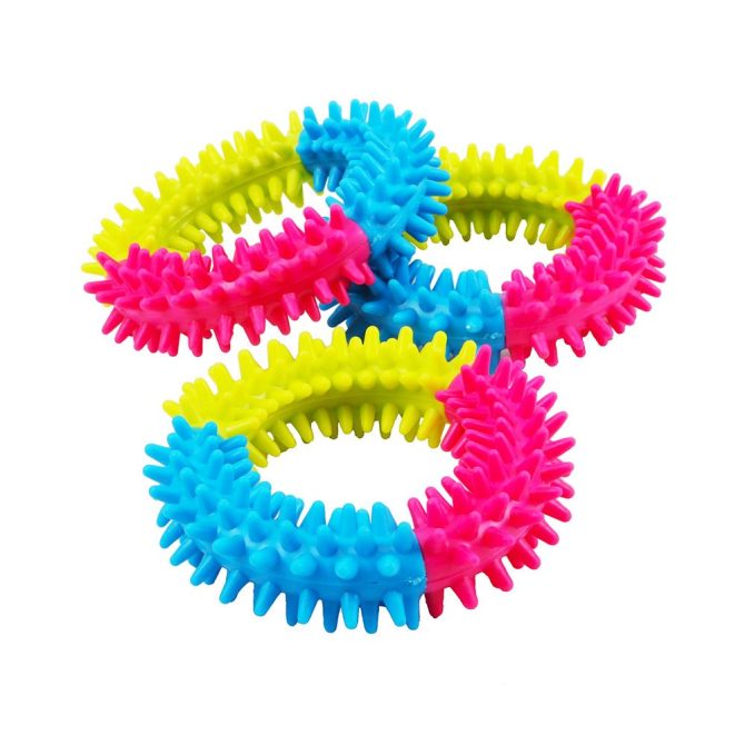 Pet toys tri-color rubber prickly ring dog molars bite-resistant toys dog toy - Image 3