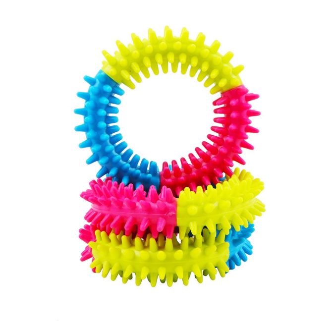 Pet toys tri-color rubber prickly ring dog molars bite-resistant toys dog toy - Image 6