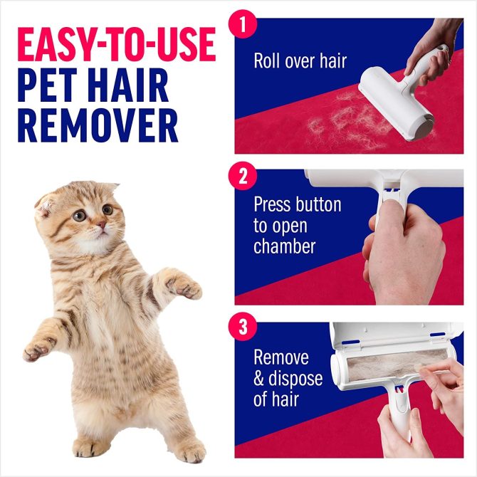 Pet Hair Remover - Reusable Cat and Dog Hair Remover for Furniture; Couch; Carpet; Car Seats and Bedding; pet grooming; Portable; Multi-Surface Lint Roller & Animal Fur Removal Tool - Image 7