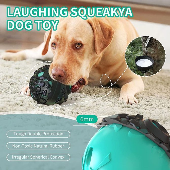 PawPartner Dog Ball Toy Squeaky Giggle Interactive Puppy Ball For Aggressive Chewers Indestructible Chew Toys For Small/Medium - Image 5