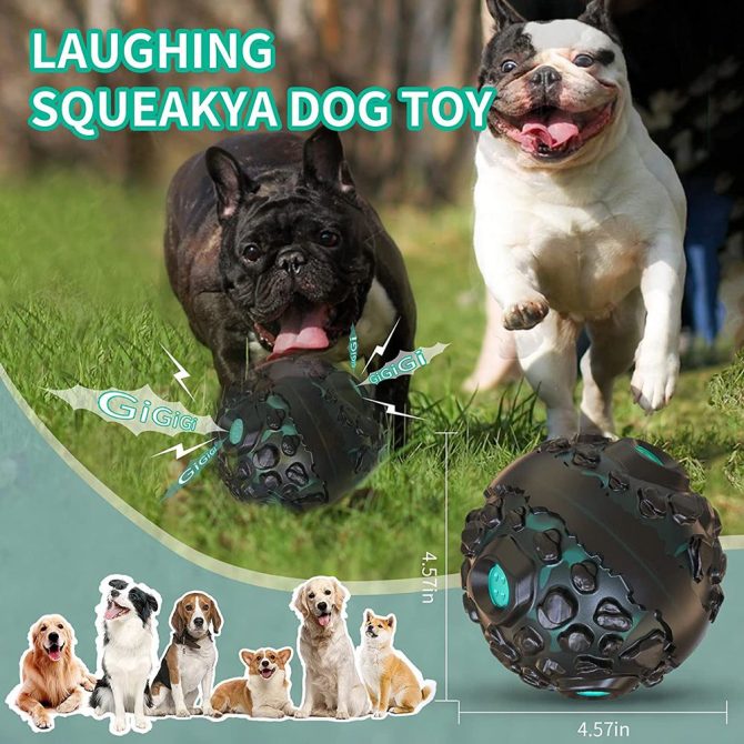 PawPartner Dog Ball Toy Squeaky Giggle Interactive Puppy Ball For Aggressive Chewers Indestructible Chew Toys For Small/Medium - Image 7