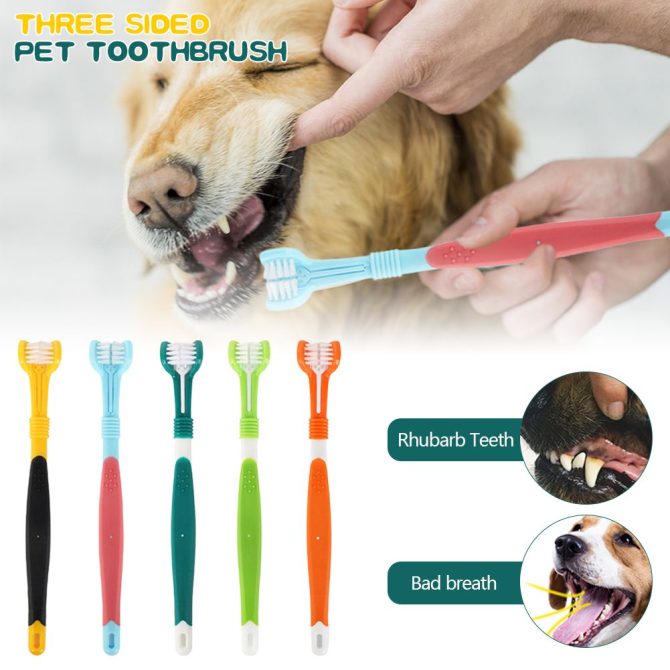 Three Sided Pet Toothbrush Three-Head Multi-angle Toothbrush Cleaning Dog Cat Brush Bad Breath Teeth Care Tool - Image 10