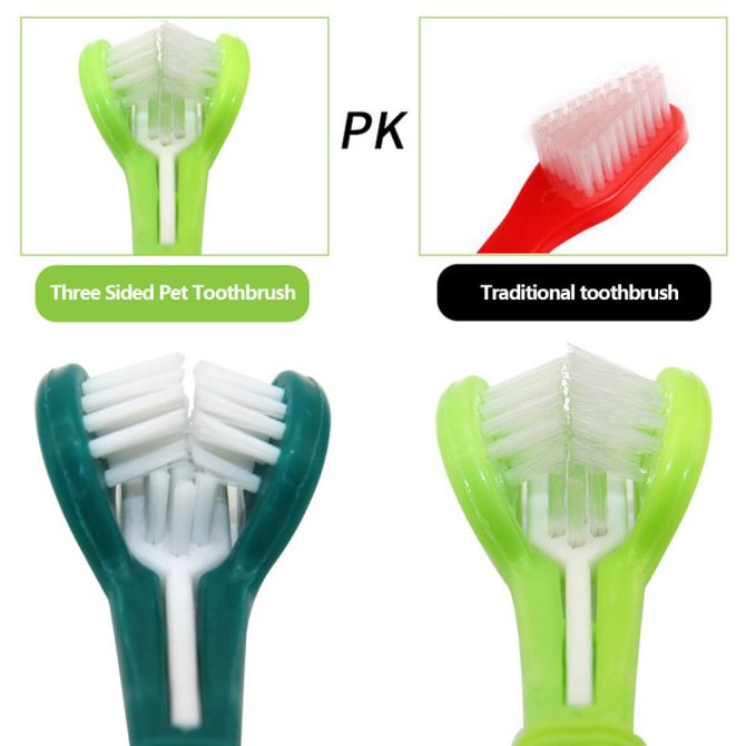 Three Sided Pet Toothbrush Three-Head Multi-angle Toothbrush Cleaning Dog Cat Brush Bad Breath Teeth Care Tool - Image 11