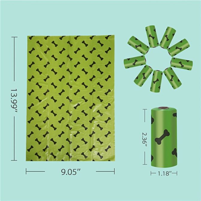 Degradable Bone Print Pet Poop Bag; Doggie Poop Bags; Dog Waste Bags - Image 5