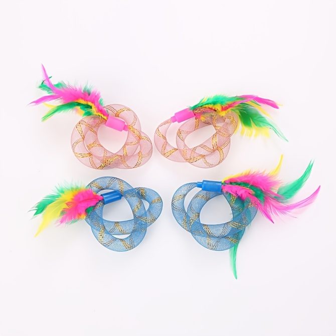 1pc Pet Cute Interactive Lace Toy With Colorful Feathers For Cat Dog Fun - Image 4