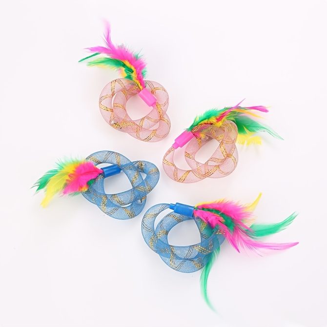 1pc Pet Cute Interactive Lace Toy With Colorful Feathers For Cat Dog Fun - Image 6