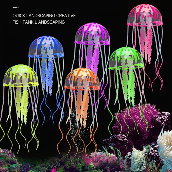 Aquarium Ornament; Artificial Swim Glowing Effect Jellyfish For Fish Tank; Luminous Ornament - Image 15