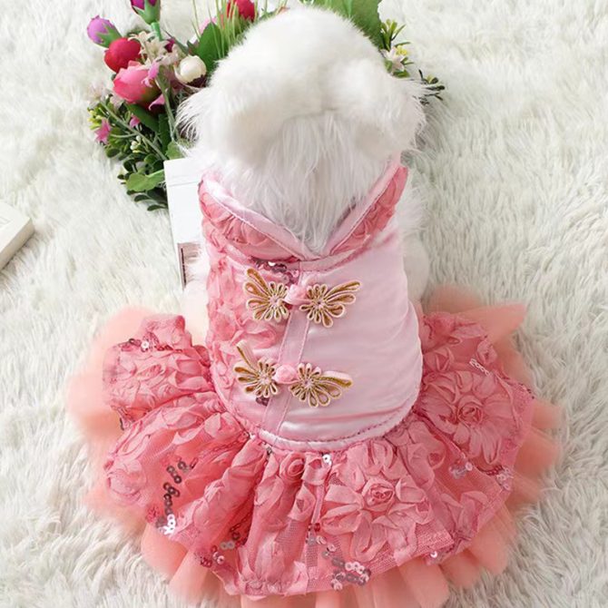 New Year Dog Dress; Festive Pet Dress; Floral Dog Costumes; Pet Clothes For Small Medium Dogs & Cats - Image 8