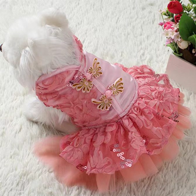 New Year Dog Dress; Festive Pet Dress; Floral Dog Costumes; Pet Clothes For Small Medium Dogs & Cats - Image 7