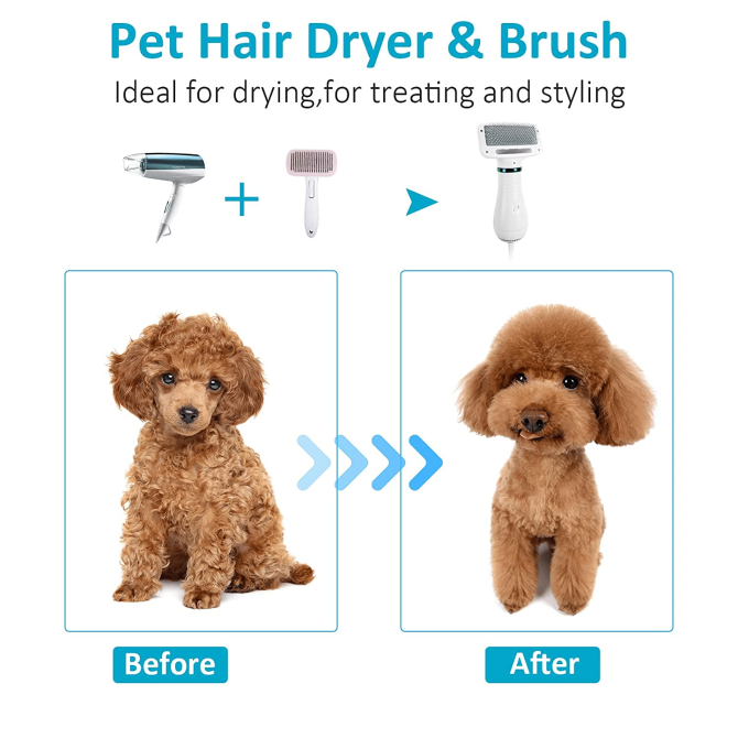Pet hair comb Dog and cat hair dryer 2 and 1 pet supplies Pet hair Dryer with Slicker Brush; pet grooming - Image 7