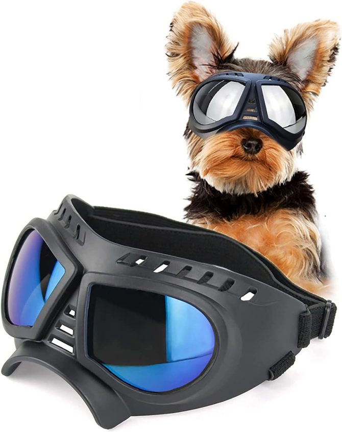 Dog Glasses for Small Breed Dog Goggles Dog UV Sunglasses Windproof Snowproof for Long Snout Dogs Mask with Soft Frame Adjustable Straps Black for Small/Medium Dogs Puppy - Image 10