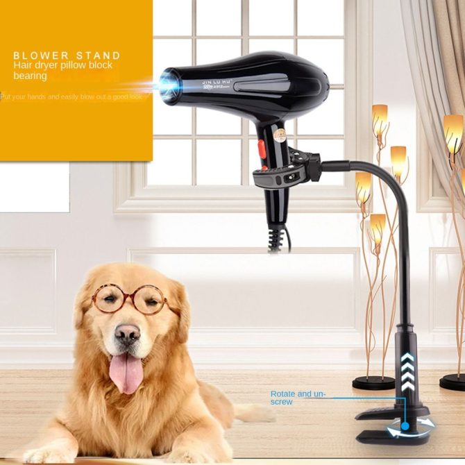 Hair Dryer Holder Hands 360 Degrees Rotatable Hands-Free Hair Dryer Stand Aluminum Alloy Gooseneck Pet Dog Cat Grooming Table Hair Dryer Clip Holder with Clamp Mount - Image 3