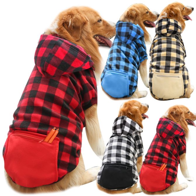 Plaid Dog Hoodie Pet Clothes Sweaters with Hat and Pocket Christmas Classic Plaid Small Medium Dogs Dog Costumes - Image 23