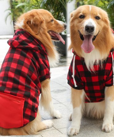 Plaid Dog Hoodie Pet Clothes Sweaters with Hat and Pocket Christmas Classic Plaid Small Medium Dogs Dog Costumes