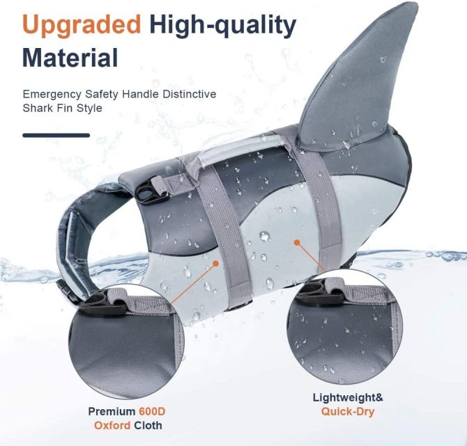 Dog Life Jacket Shark; Dog Lifesaver Vests with Rescue Handle for Small Medium and Large Dogs; Pet Safety Swimsuit Preserver for Swimming Pool Beach Boating - Image 62