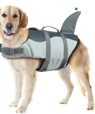 Dog Life Jacket Shark; Dog Lifesaver Vests with Rescue Handle for Small Medium and Large Dogs; Pet Safety Swimsuit Preserver for Swimming Pool Beach Boating