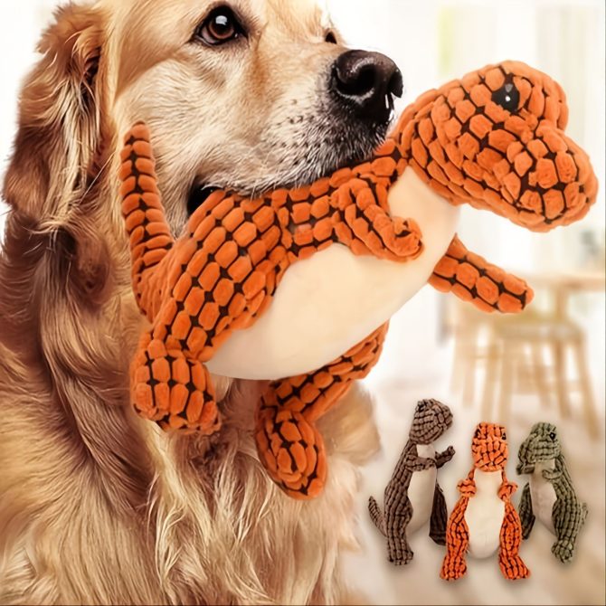 1 Random Color Stuffed Dinosaur Dog Sounding Toy; Dog Training Toy; dog chew toy - Image 15