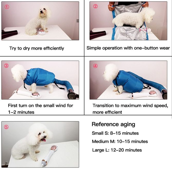 Dog Drying Coat; Pet Drying Bag Use With Dog Blower Grooming Dryer; Protable Fast Easy Blower - Image 10