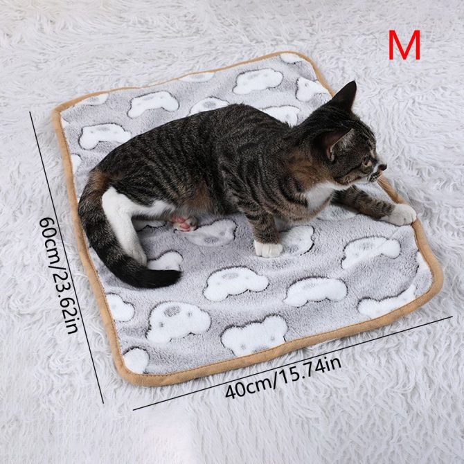 Warming Pet Pad Cartoon Paw Print Cat Warm Bed Plush Sleeping Pad For Small Puppy Dogs Kitten - Image 18