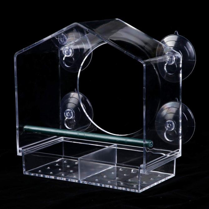 pet bird feeder; Nature Anywhere Clear Plastic Window Bird Feeder for Outside - Clear Window Bird Feeders with Strong Suction Cups - Image 6