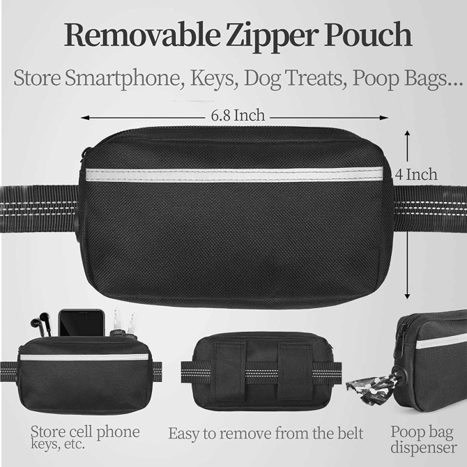 Hands Free Dog Leash with Zipper Pouch; Dual Padded Handles and Durable Bungee for Walking; Jogging and Running Your Dog - Image 50
