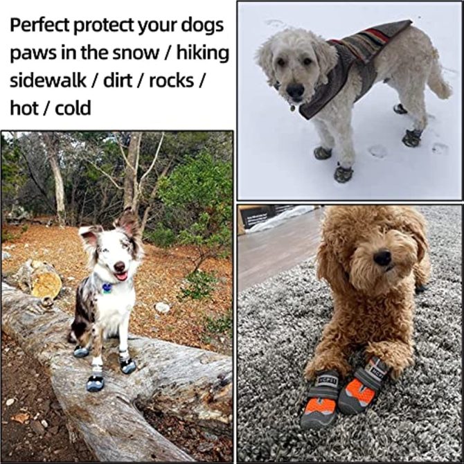 Dog Boots Breathable Dog Shoes for Small Medium Large Dogs; Waterproof Anti-Slip Puppy Booties Paw Protector for Hot Pavement Winter Snow Hiking with Reflective Straps 4PCS - Image 19