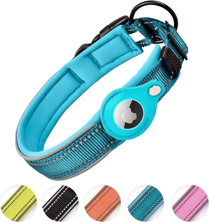 Reflective AirTag Dog Collar; ivienx Apple Air Tag Heavy Duty Dog Collar [Wide] Padded Pet Collar with AirTag Case Holder Accessories for Small Medium Large Dogs - Image 34