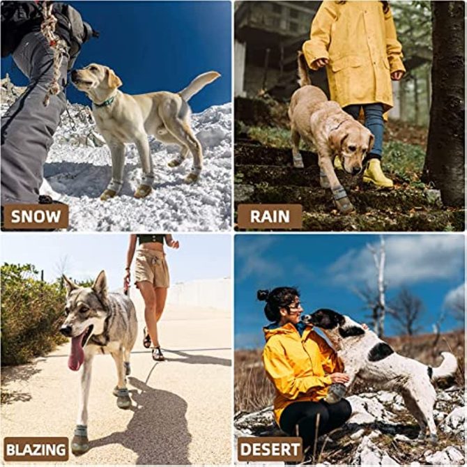 Dog Boots Breathable Dog Shoes for Small Medium Large Dogs; Waterproof Anti-Slip Puppy Booties Paw Protector for Hot Pavement Winter Snow Hiking with Reflective Straps 4PCS - Image 202