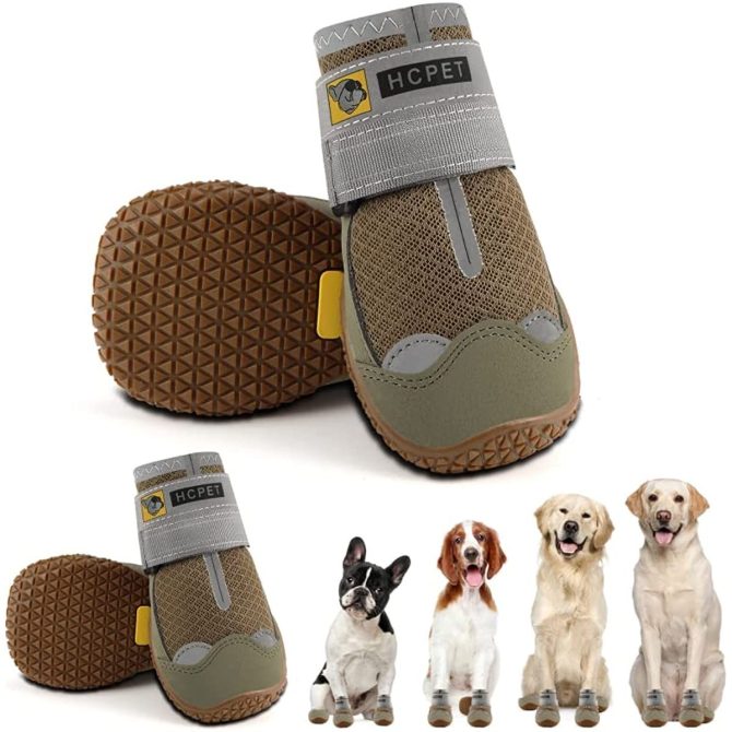 Dog Boots Breathable Dog Shoes for Small Medium Large Dogs; Waterproof Anti-Slip Puppy Booties Paw Protector for Hot Pavement Winter Snow Hiking with Reflective Straps 4PCS - Image 155