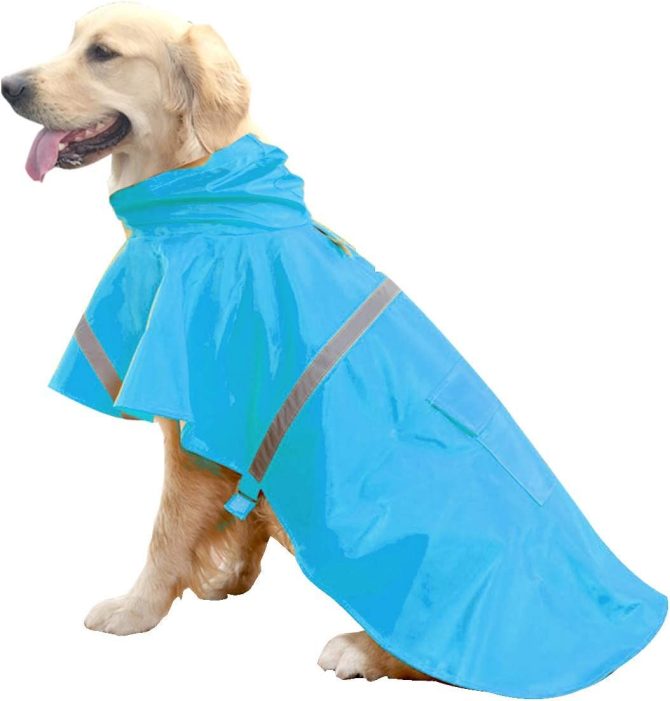 Dog Raincoats for Large Dogs with Reflective Strip Hoodie; Rain Poncho Jacket for Dogs - Image 2
