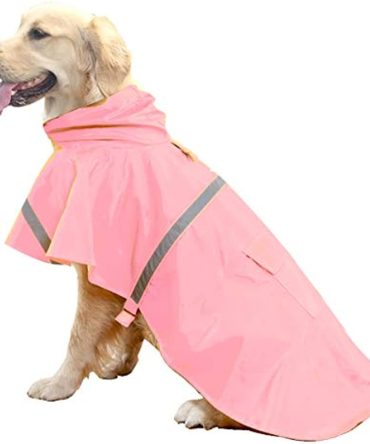 Dog Raincoats for Large Dogs with Reflective Strip Hoodie; Rain Poncho Jacket for Dogs