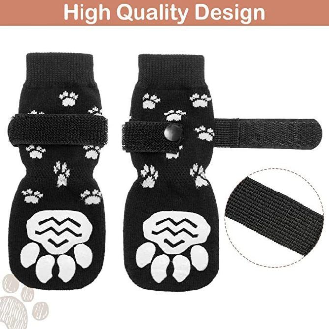 Chrismas Anti-Slip Dog Socks; Waterproof Paw Protectors with Reflective Straps Traction Control for Indoor & Outdoor Wear; 4pcs - Image 37