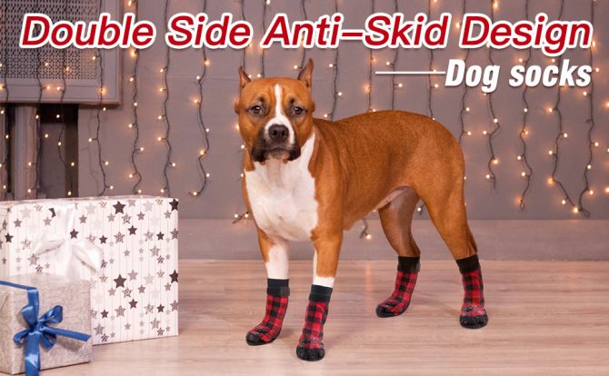 Chrismas Anti-Slip Dog Socks; Waterproof Paw Protectors with Reflective Straps Traction Control for Indoor & Outdoor Wear; 4pcs - Image 38
