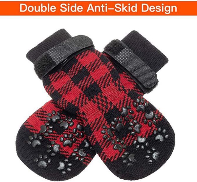 Chrismas Anti-Slip Dog Socks; Waterproof Paw Protectors with Reflective Straps Traction Control for Indoor & Outdoor Wear; 4pcs - Image 58
