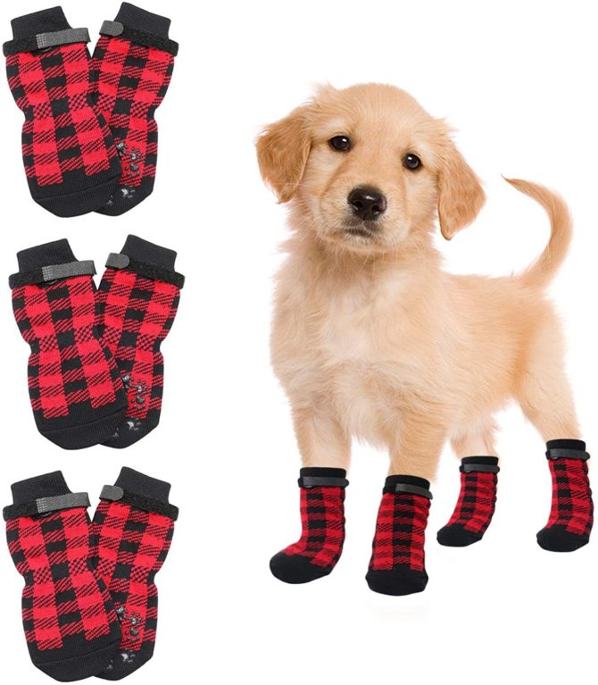 Chrismas Anti-Slip Dog Socks; Waterproof Paw Protectors with Reflective Straps Traction Control for Indoor & Outdoor Wear; 4pcs - Image 57
