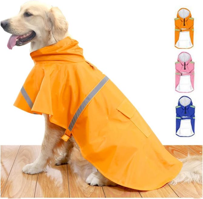 Dog Raincoats for Large Dogs with Reflective Strip Hoodie; Rain Poncho Jacket for Dogs - Image 72