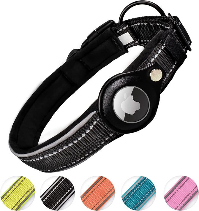 Reflective AirTag Dog Collar; ivienx Apple Air Tag Heavy Duty Dog Collar [Wide] Padded Pet Collar with AirTag Case Holder Accessories for Small Medium Large Dogs - Image 95