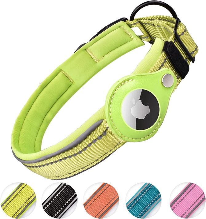 Reflective AirTag Dog Collar; ivienx Apple Air Tag Heavy Duty Dog Collar [Wide] Padded Pet Collar with AirTag Case Holder Accessories for Small Medium Large Dogs - Image 42