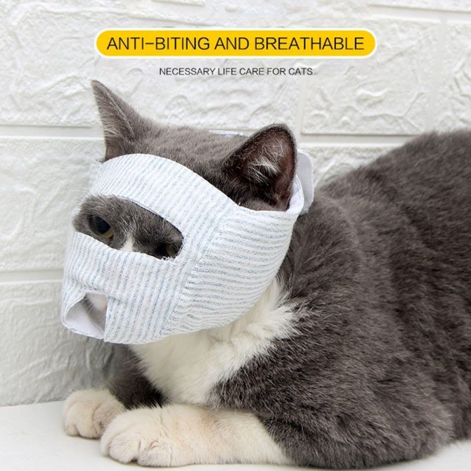 Breathable Cat Muzzle Anti Bite Kitten Muzzles Mask Cats Bathing Grooming Bag Pet Supplies - Image 4